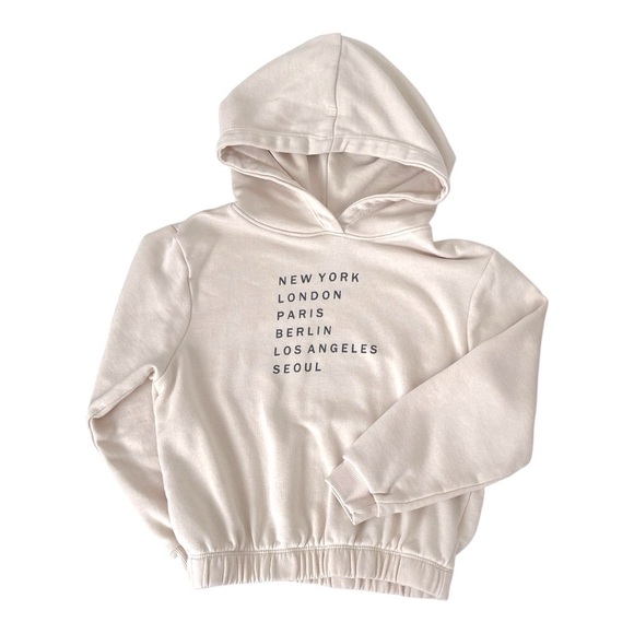 072 H&M Cream Kids Hoodie with City Print - Picture 2 of 5